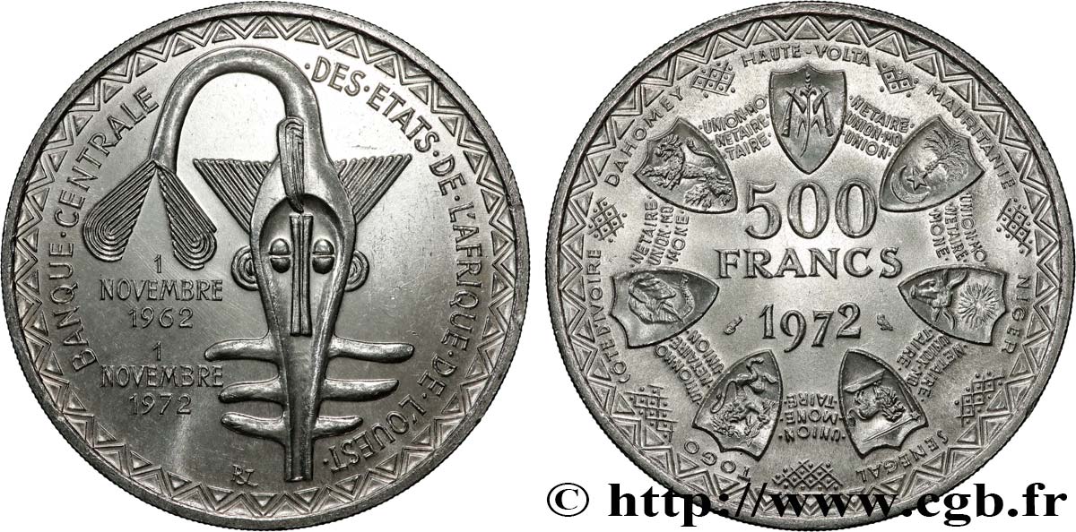 ÉTATS DE L AFRIQUE DE L OUEST (BCEAO) 500 Francs BCEAO 1972 Paris SPL