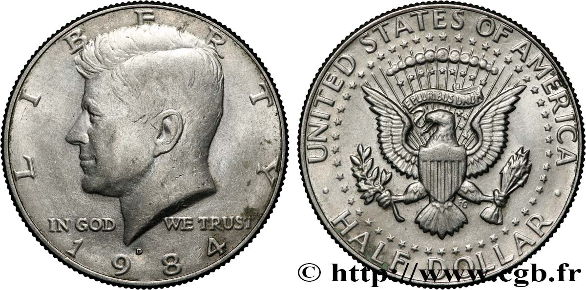 UNITED STATES OF AMERICA 1/2 Dollar Kennedy 1984 Denver - D XF