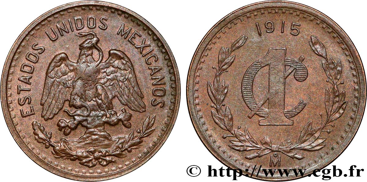 MEXICO 1 Centavo 1915  AU 