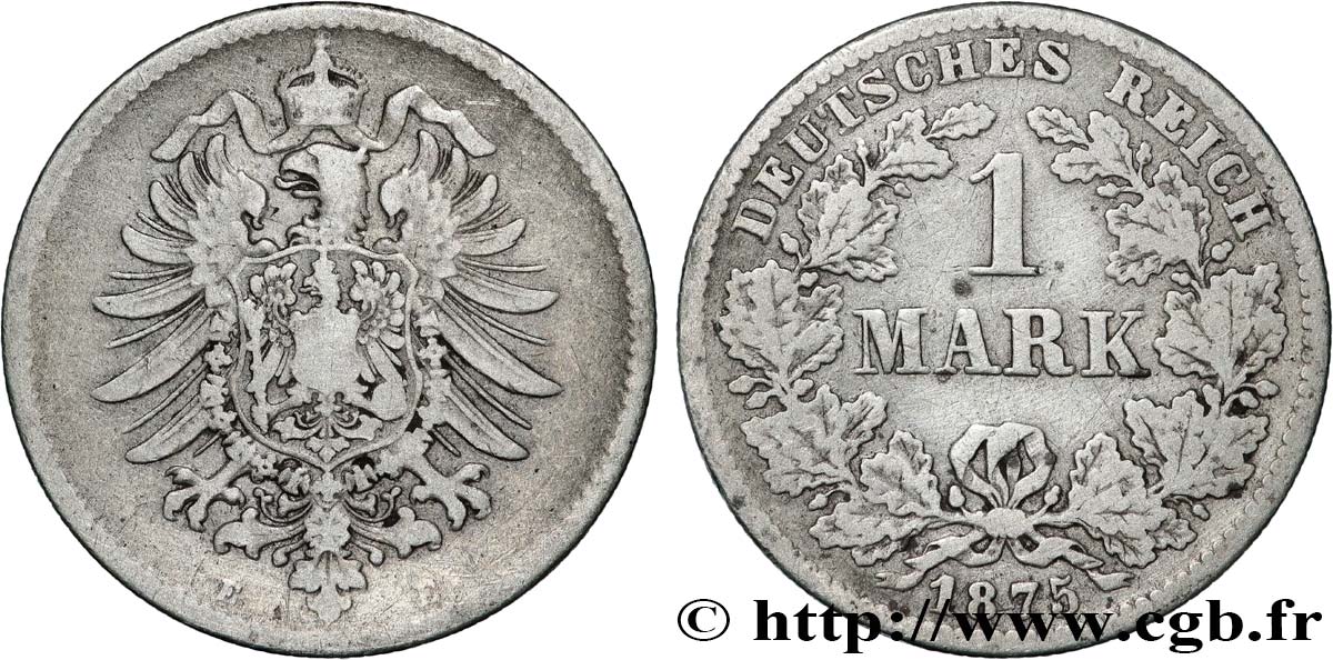 GERMANY 1 Mark Empire aigle impérial 1875 Dresde VF