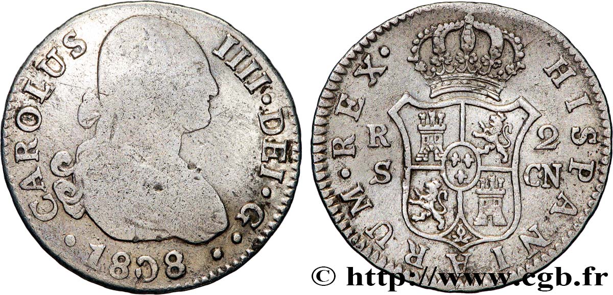 SPAIN 2 Reales Charles IV 1808 Séville VF
