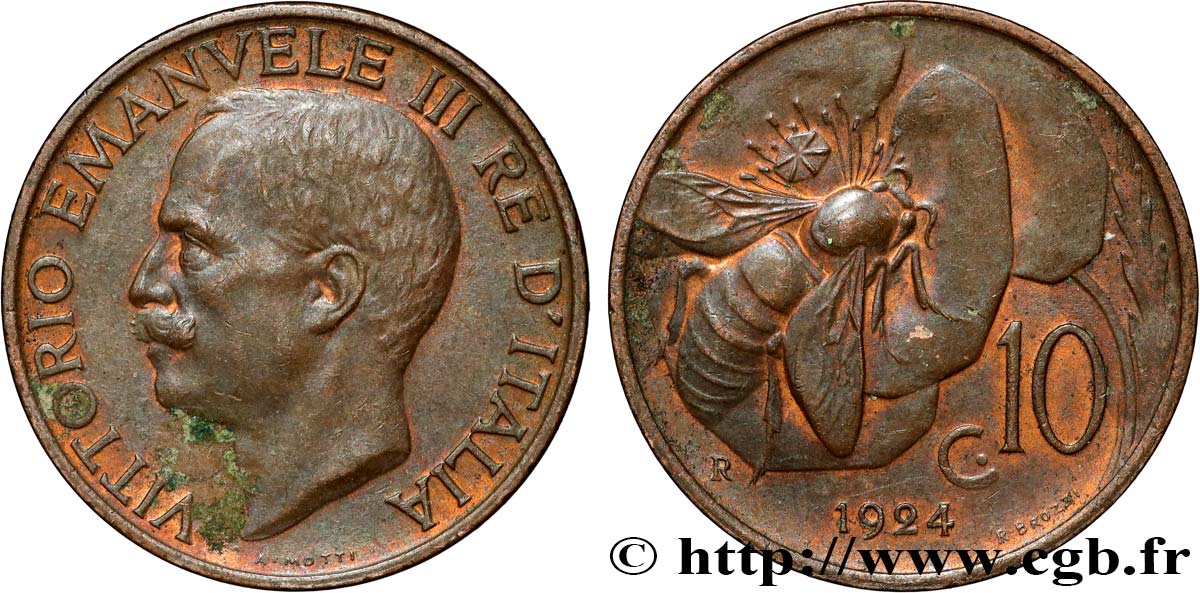 ITALIE 10 Centesimi Victor Emmanuel III 1924 Rome TTB