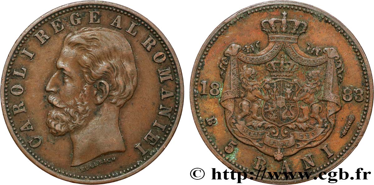 ROMANIA 5 Bani Charles Ier 1883 Bucarest XF