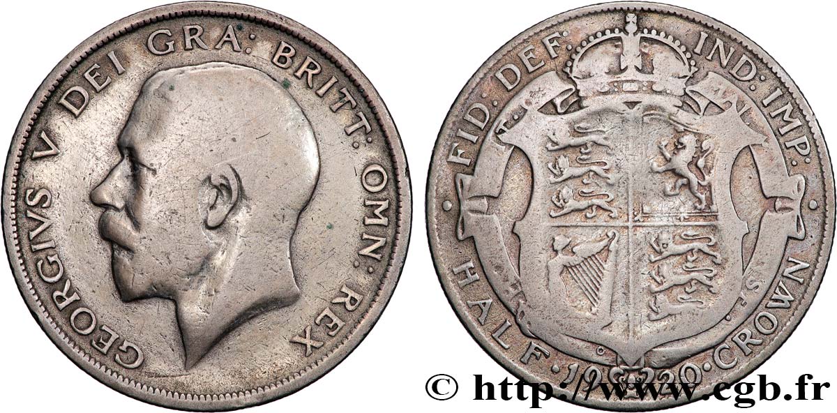 UNITED KINGDOM 1/2 Crown Georges V 1920 VF