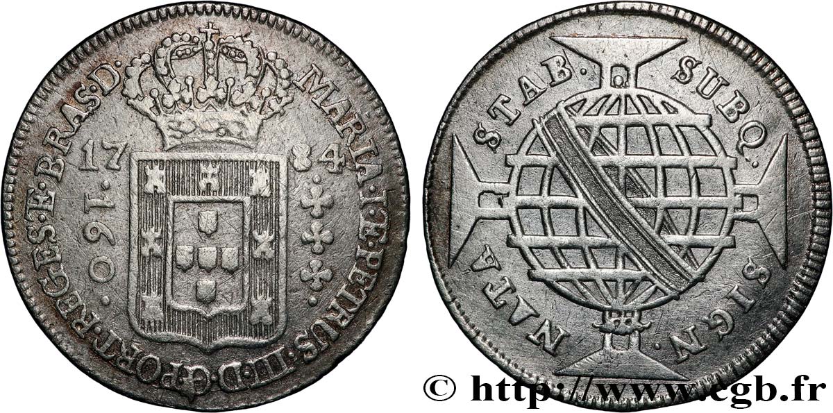BRÉSIL - MARIE Ire et PIERRE III 160 Reis 1784 Lisbonne TTB