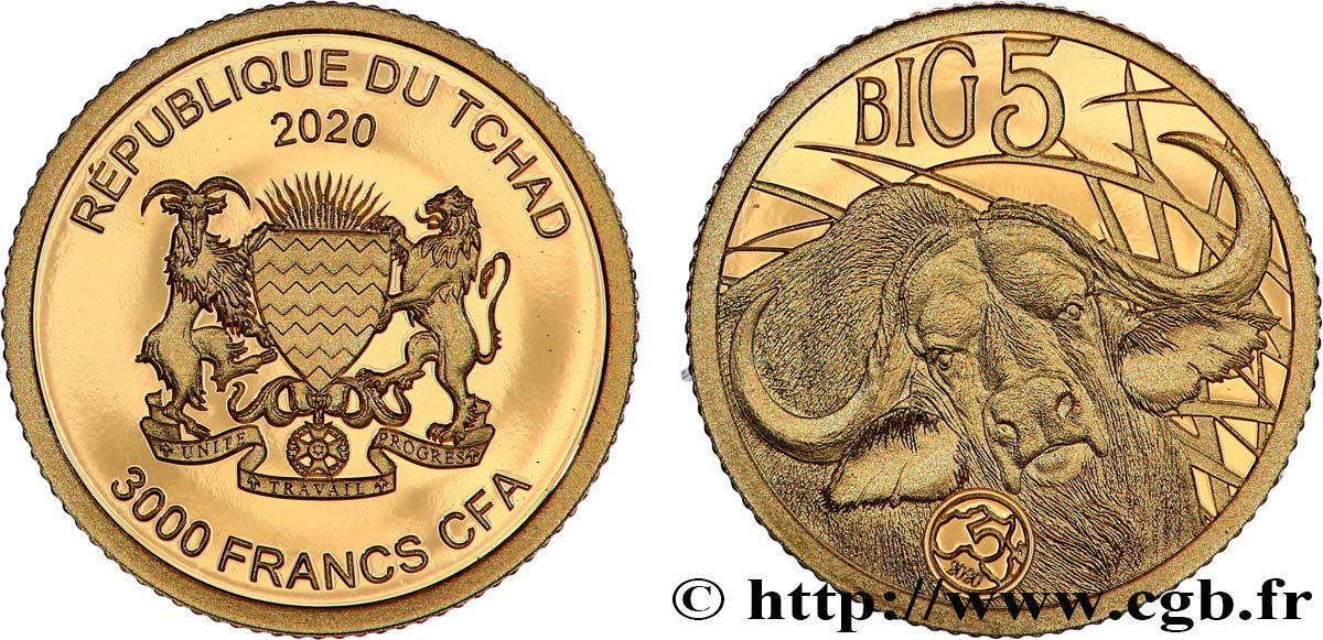TCHAD 3000 Francs CFA Proof BIG 5 - Buffle 2020 FDC
