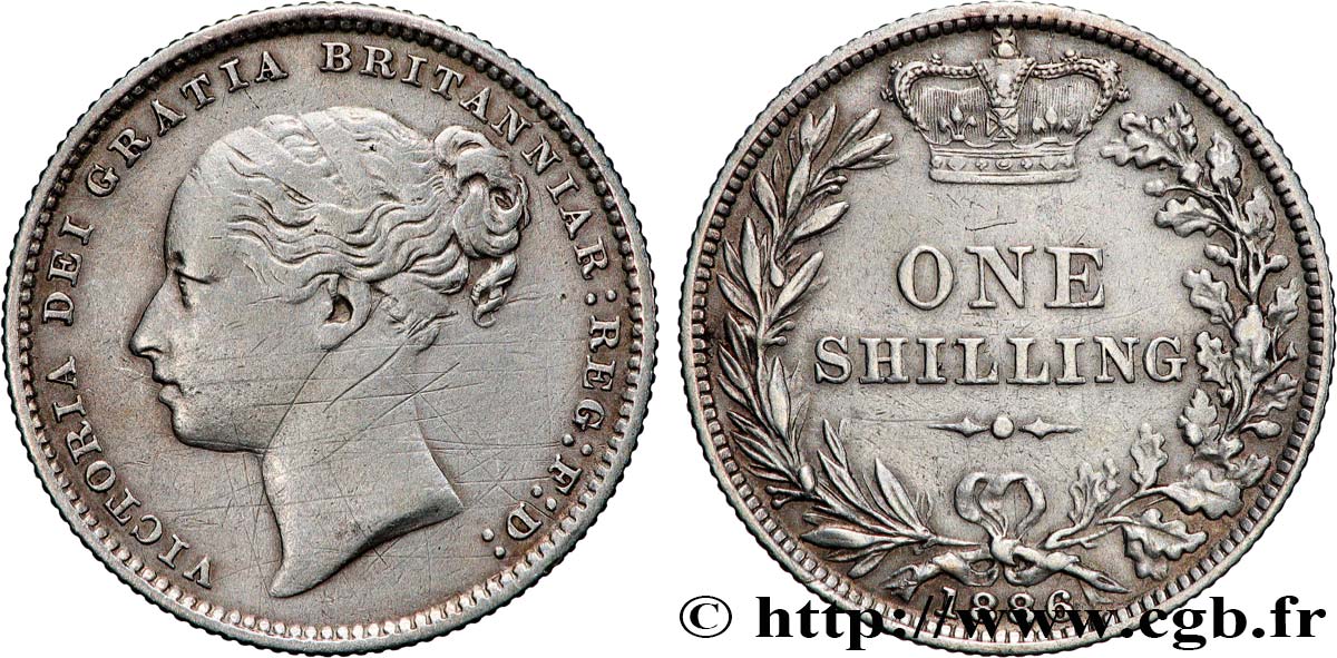 UNITED KINGDOM 1 Shilling Victoria 1886  XF 
