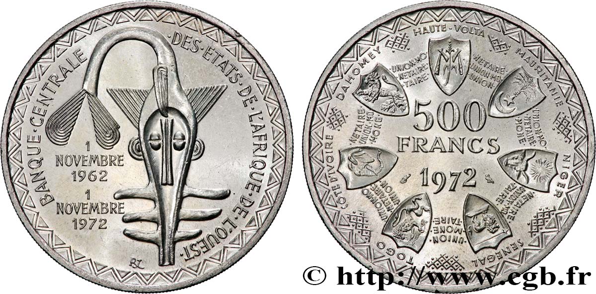 ÉTATS DE L AFRIQUE DE L OUEST (BCEAO) 500 Francs BCEAO 1972 Paris SPL