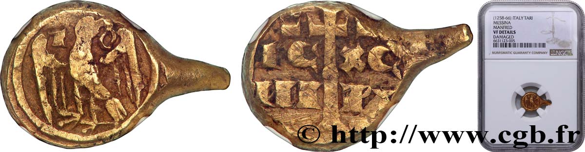 SICILY - KINGDOM OF SICILY - MANFRED Multiple de tari d’or N.D. Messine VF NGC