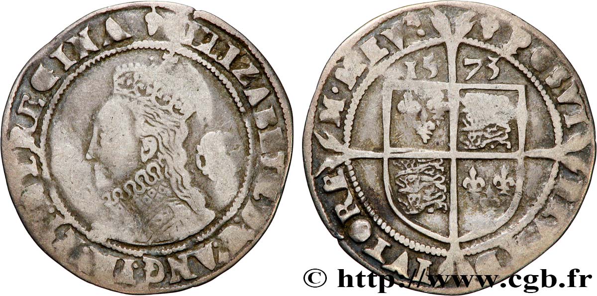 ENGLAND - KINGDOM OF ENGLAND - ELIZABETH I Six pences (3e et 4e émissions) 1573 Londres VF/VF 