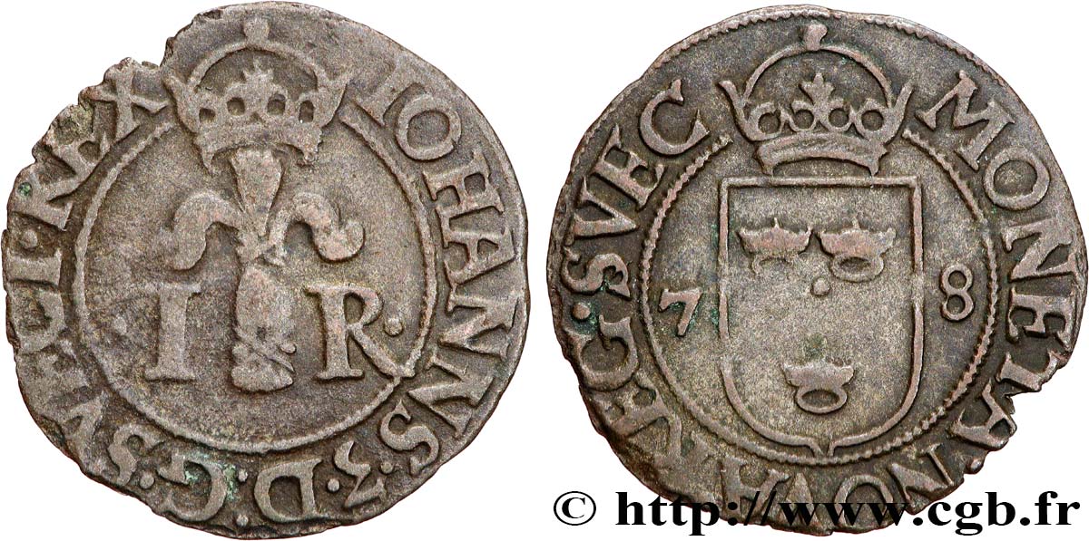 SUECIA - REINO DE SUECIA - JUAN III 1/2 Örtug (1581) Stockholm MBC 