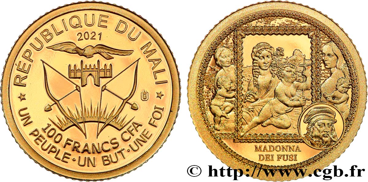 MALI 100 Francs Proof La Madone aux fuseaux 2021  fST 