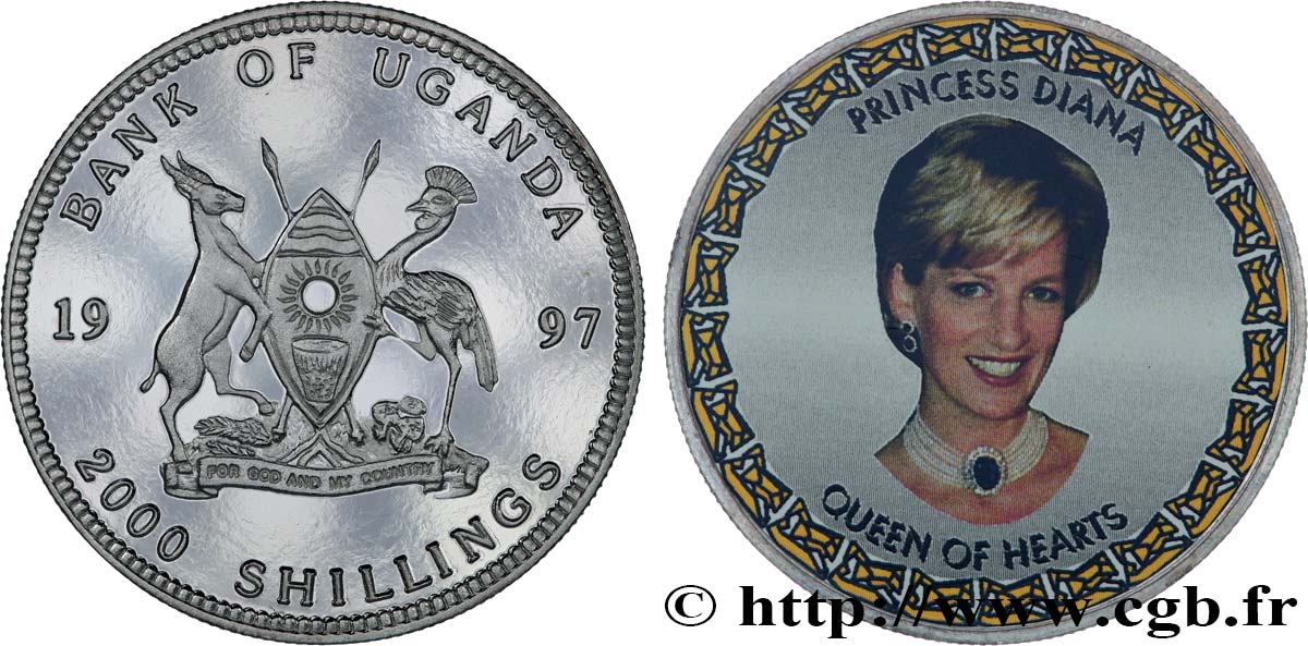 UGANDA 2000 Shillings Proof Princesse Diana 1997  fST 