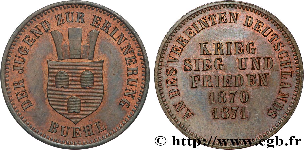 ALLEMAGNE - BADE 1 Kreuzer célébration de la victoire sur la France 1871 SUP