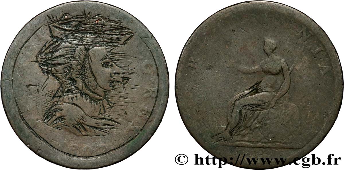 VEREINIGTEN KÖNIGREICH 1/2 Penny Georges III, satirique 1807  S/SGE 