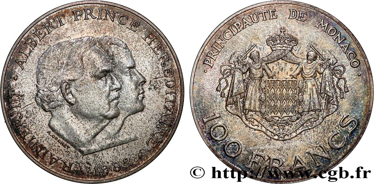 MONACO 100 Francs Rainier III et Albert 1982 Paris AU