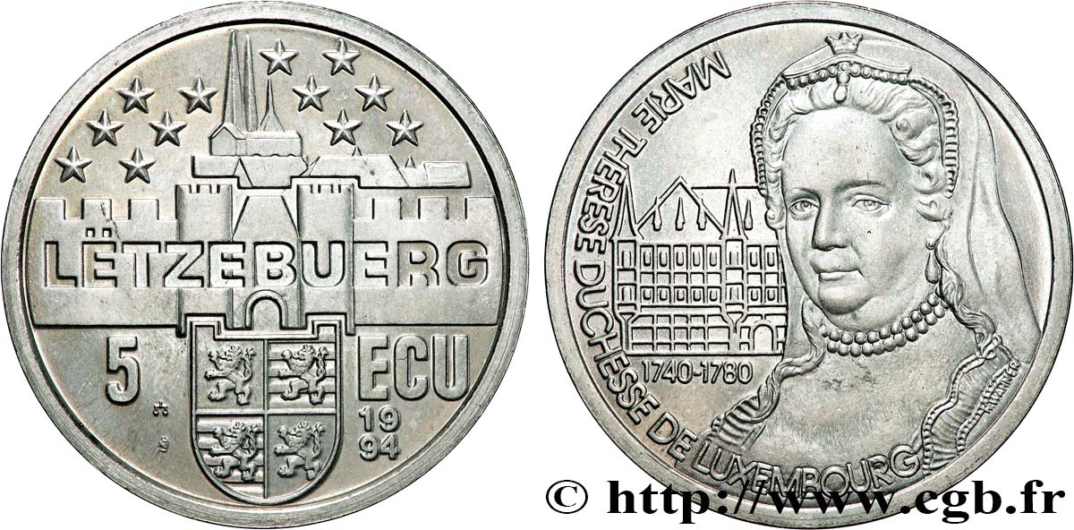 LUXEMBOURG 5 Ecu Marie-Thérèse Duchesse du Luxembourg 1994 MS
