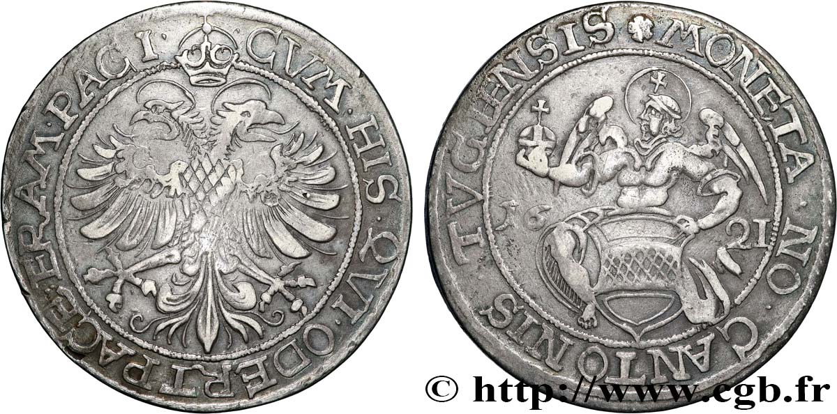 SUISSE - CANTON OF ZUG Thaler 1621  XF 