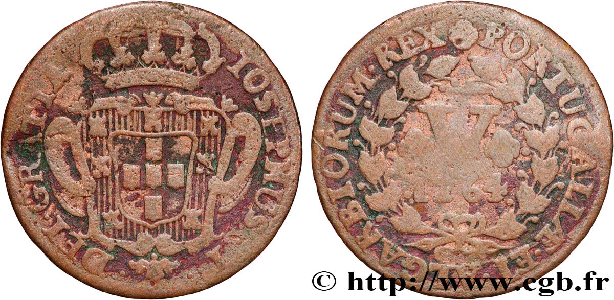 PORTUGAL 5 Réis frappe au nom de Joseph Ier (José) 1764 TB