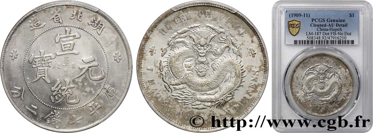 CHINA - EMPIRE - HUPEH 1 Dollar 1909-1911  VZ PCGS