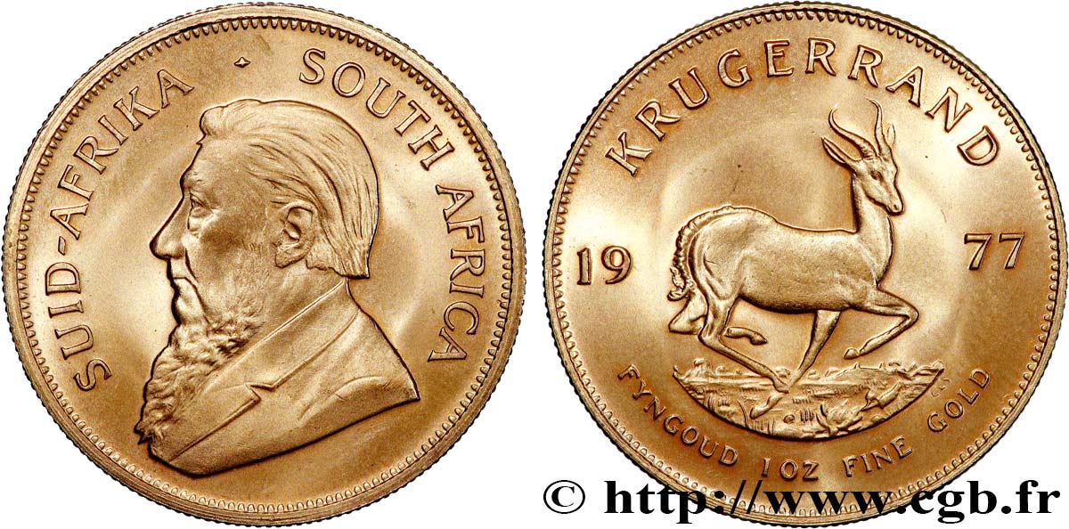 GOLD, PALLADIUM & PLATINUM INVESTMENT 1 Oz - 1 Krugerrand Paul Kruger 1977 Prétoria MS