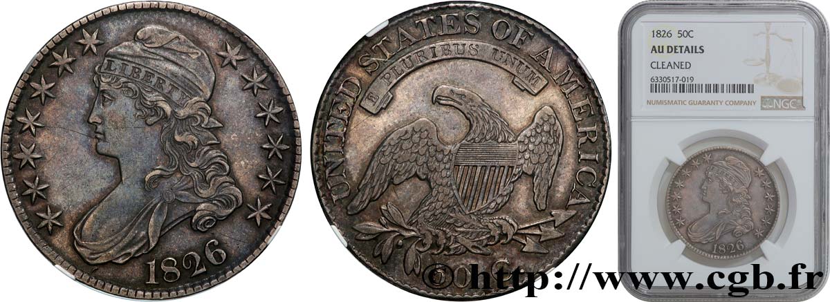 ÉTATS-UNIS D AMÉRIQUE 50 Cents (1/2 Dollar) type “Capped Bust” 1826 Philadelphie SUP NGC