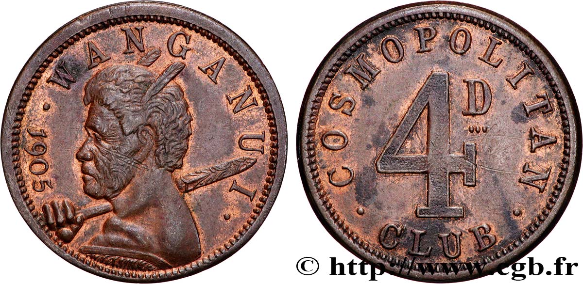 NEUSEELAND
 4 Pence Token 1905  fVZ 