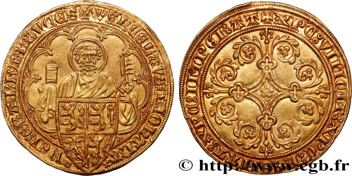 BRABANT - DUCHÉ DE BRABANT - JEANNE ET WENCESLAS Pieter d or ou gouden peter  c. 1380-1381 Louvain SUP 