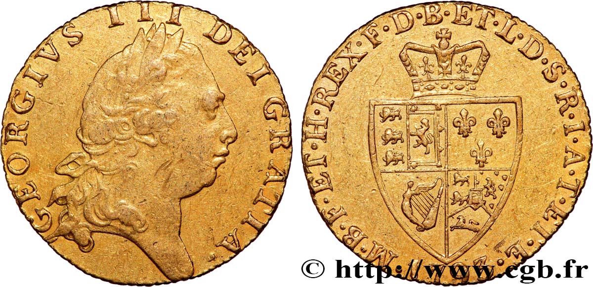 GREAT BRITAIN - GEORGE III Guinée, 5e type 1793 Londres VF/XF 
