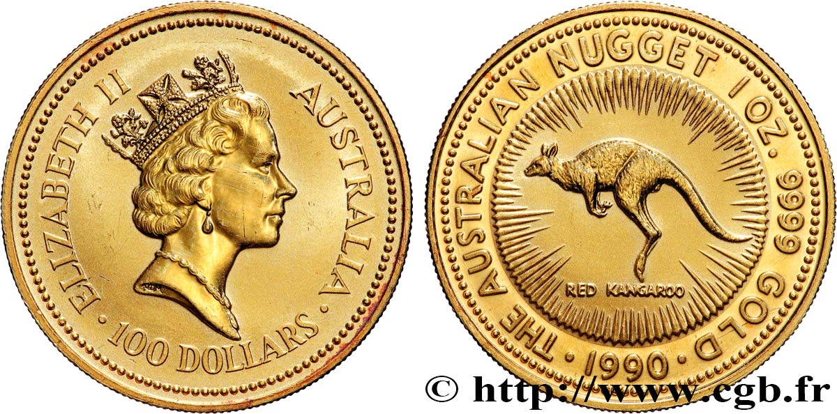OR, PALLADIUM ET PLATINE INVESTISSEMENT 1 Oz - 100 dollars 1990 SPL