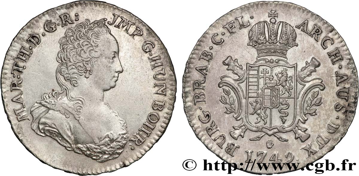 AUSTRIAN LOW COUNTRIES - DUCHY OF BRABANT - MARIE-THERESE 1/2 Ducaton  1749 Anvers MBC+ 