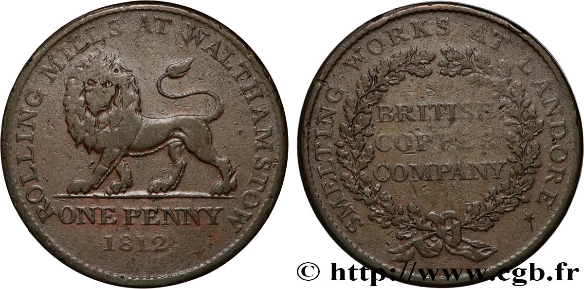 REINO UNIDO (TOKENS) 1 Penny British Copper Company - Walthamston (Essex) 1812  BC+ 