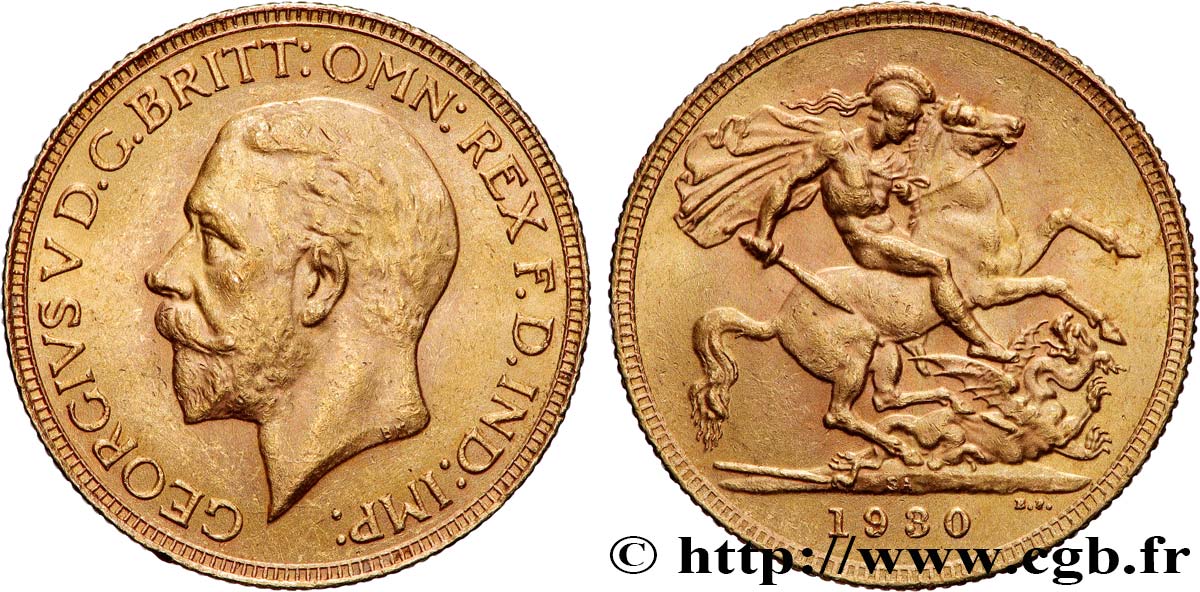 OR, PALLADIUM ET PLATINE INVESTISSEMENT 1 Souverain Georges V 1930 Afrique du Sud SUP