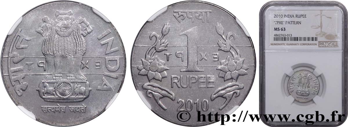 INDIA
 Essai 1 Roupie “TPXE” 2010 Calcutta SC63 NGC