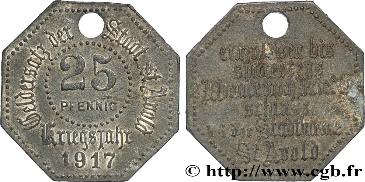 ALLEMAGNE - Notgeld 25 Pfennig St. Avold 1917  TTB+ 