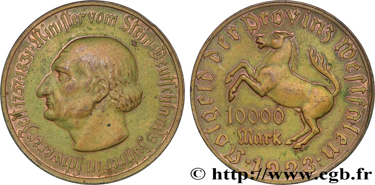 GERMANY 10000 Mark  Westphalie vom Stein 1923  XF 