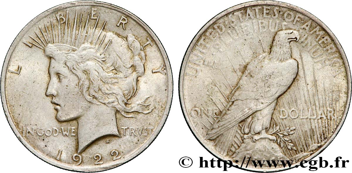 STATI UNITI D AMERICA 1 Dollar Peace 1922 Philadelphie BB