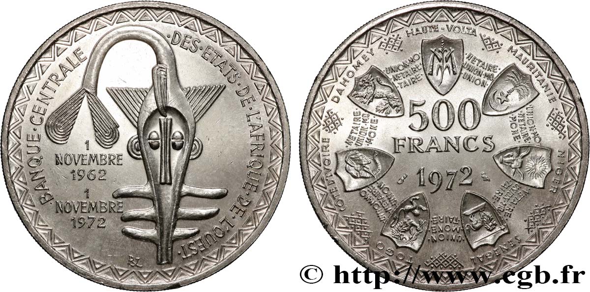 ÉTATS DE L AFRIQUE DE L OUEST (BCEAO) 500 Francs BCEAO 1972 Paris SPL