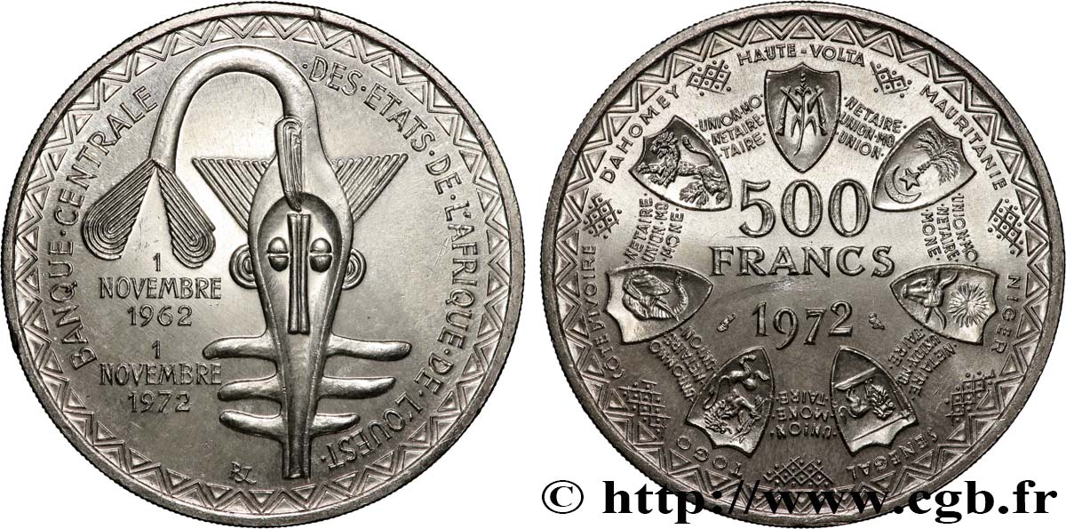 ÉTATS DE L AFRIQUE DE L OUEST (BCEAO) 500 Francs BCEAO 1972 Paris SPL