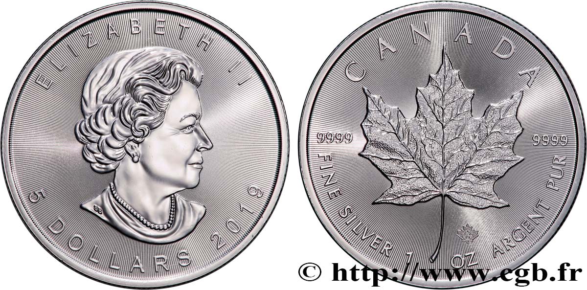 SILVER INVESTMENT 1 Oz - 5 Dollars Mapple Leaf  2019  FDC 