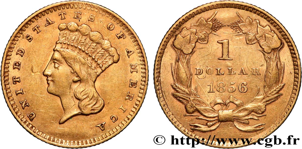 ÉTATS-UNIS D AMÉRIQUE 1 Dollar ”Indian Princess” 1856 Philadelphie TTB+ 