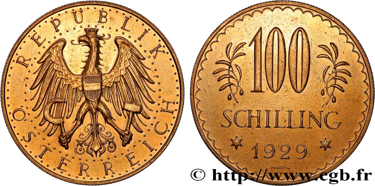OR D INVESTISSEMENT 100 Schilling 1929 Vienne TTB+ 