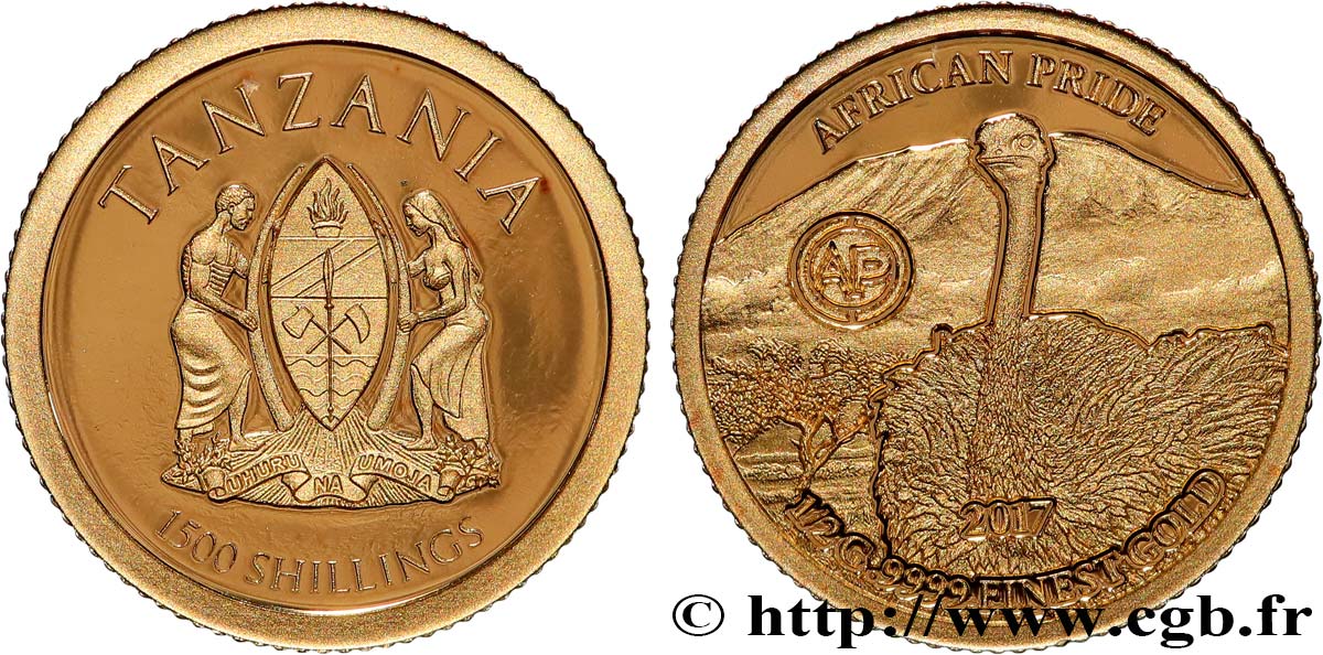 TANSANIA 1500 Shillings Proof African Pride : Autruche 2017  ST 