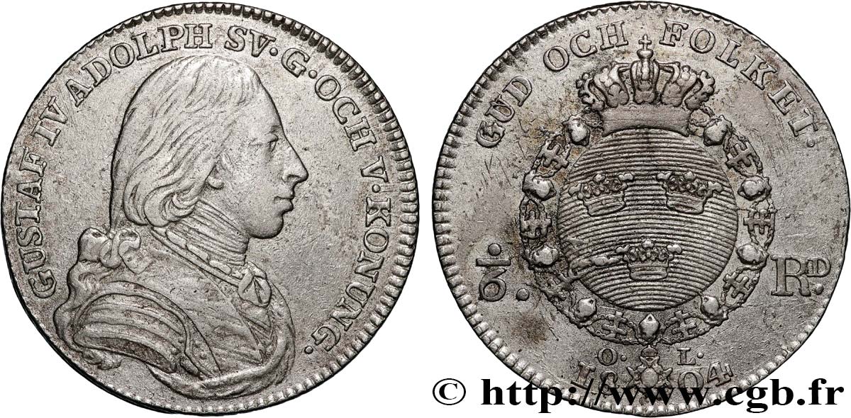 SUECIA - REINO DE SUECIA - GUSTAVO IV 1/6 Riksdaler 1804 MBC