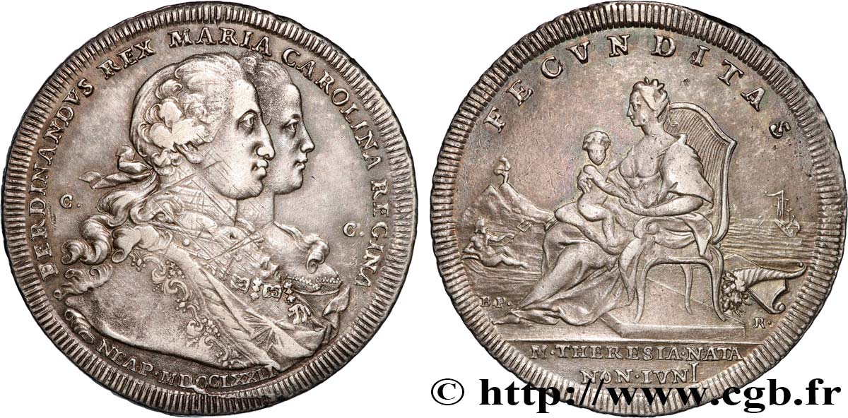 NAPLES - ROYAUME DE NAPLES - FERDINAND IV 1 Piastre de 120 Grana Ferdinand IV et Marie-Caroline 1772 Naples XF 