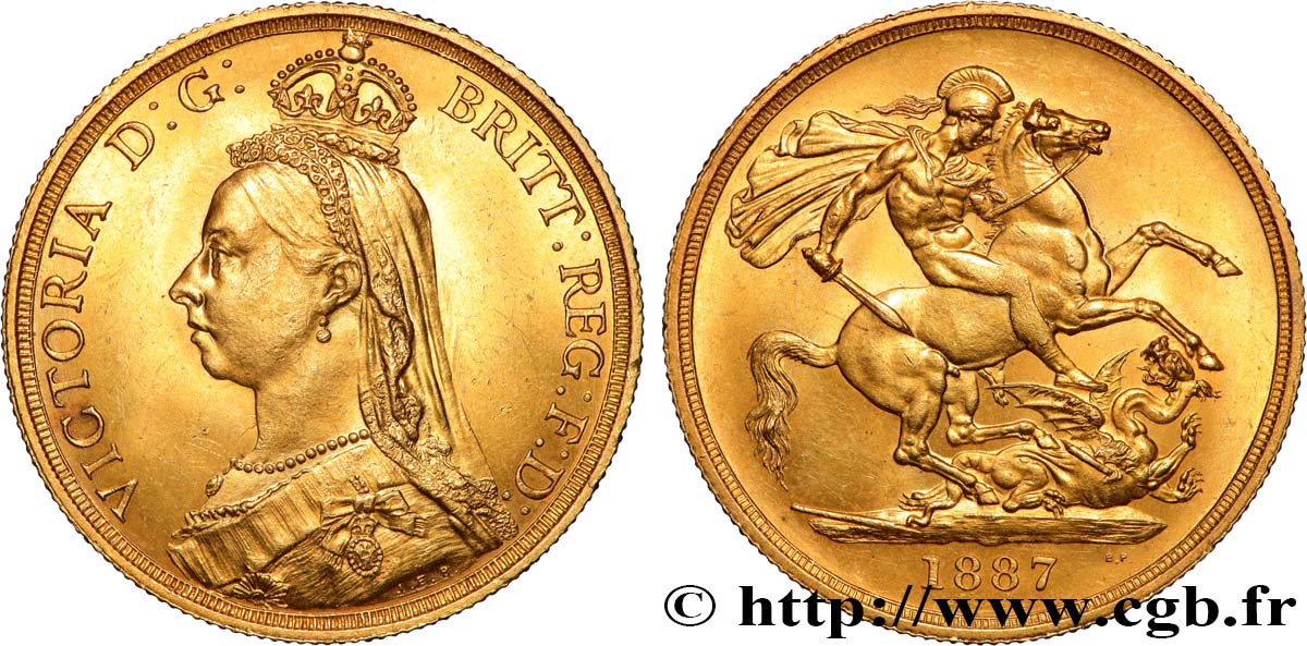 GREAT-BRITAIN - VICTORIA 2 Pounds (2 Livres) “buste du jubilé” 1887 Londres MS 