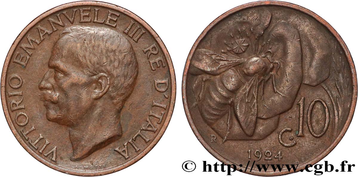 ITALIE 10 Centesimi Victor Emmanuel III 1924 Rome TTB