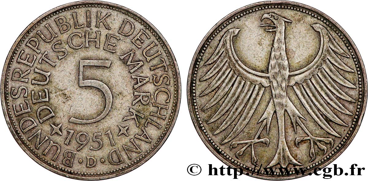ALEMANIA 5 Mark aigle 1951 Munich MBC