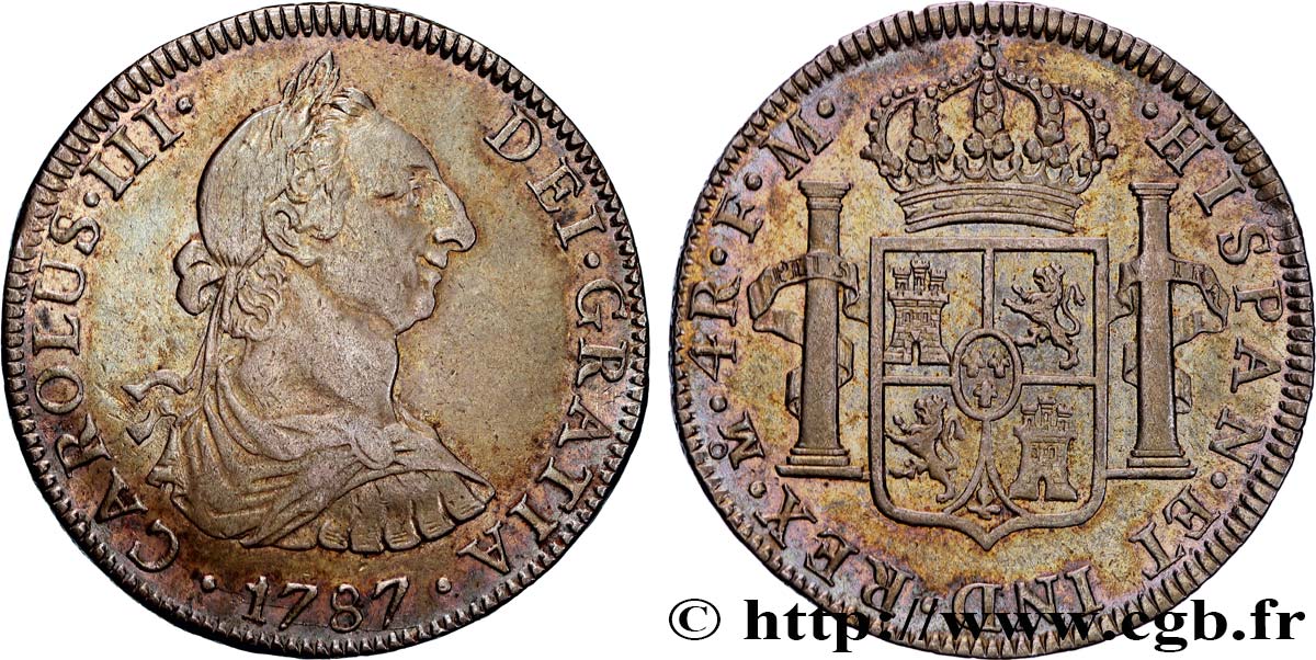 MEXIQUE - CHARLES III 4 Reales  1787 Mexico TTB/TTB+ 