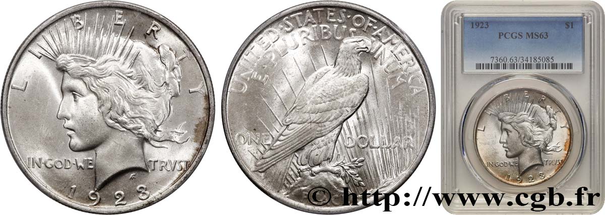 STATI UNITI D AMERICA 1 Dollar Peace 1923 Philadelphie MS63 PCGS